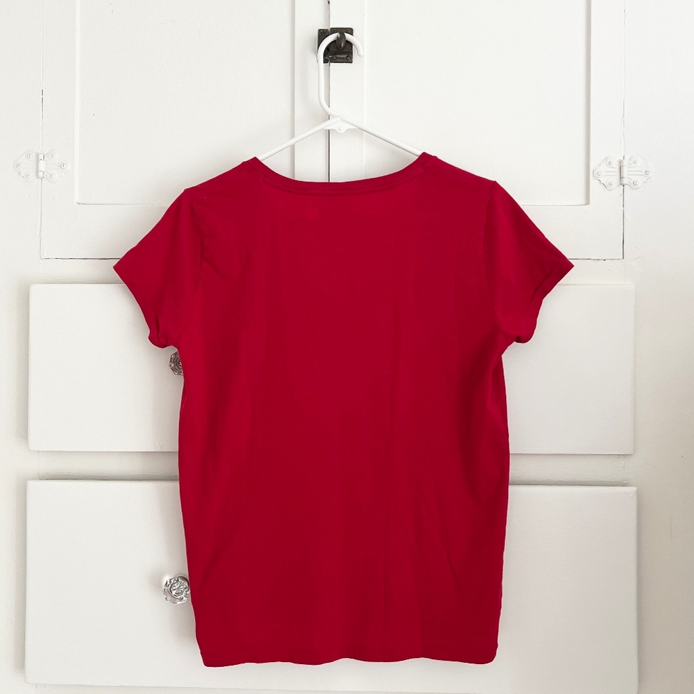 Polo Ralph Lauren Red V-Neck Cotton Tee Shirt Women's Medium - Picture 4 of 4